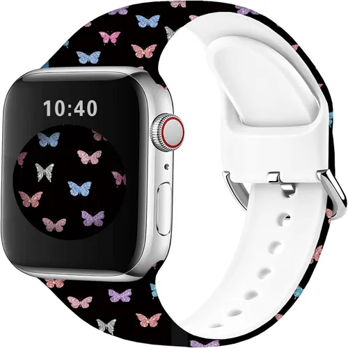 Vista 2 de Correas de silicona suaves compatibles con Apple Watch Band de 1.496 in 1.575 in 1.614 in 1.654 in 1.732 in 1.772 in 1.811 in 1.929 in, correa