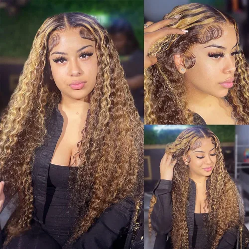 Vista 16 de Pizazz - Pelucas de cabello humano ondulado profundo con encaje frontal de 13 x 4, nudos blanqueados previamente despuntados Pelucas de cabello