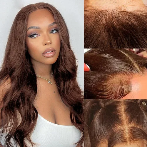 Vista 12 de Peluca de cabello humano estilo Bob para mujeres negras, 4x4, sin pegamento, encaje frontal, pelucas de cabello humano prearrancadas cortas