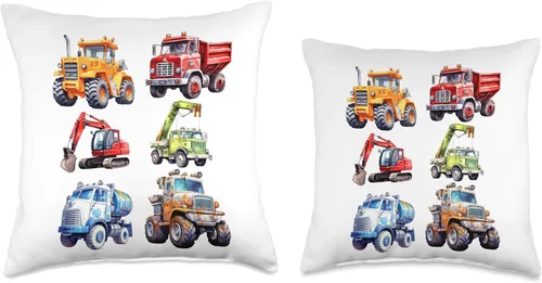 Vista 3 de Construction Excavation Equipment Kids Apparel Equipo de excavación de construcción para niños que aman construir almohada, 16 x 16, multicolor