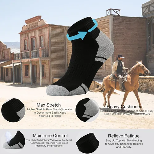 Vista 2 de Ortis Calcetines de corte bajo para hombre, cojín de algodón, absorbe la humedad, malla ventilada, entrenamiento para correr