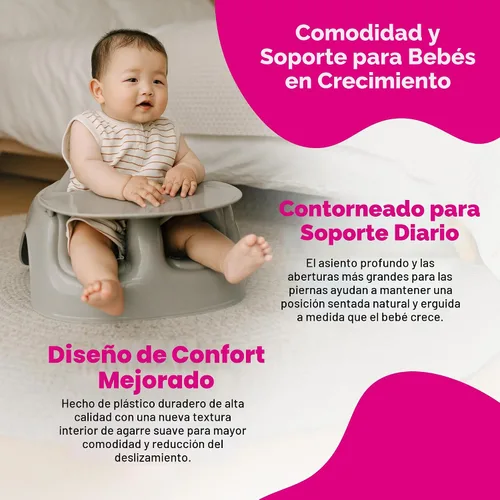 Vista 4 de Bumbo Asiento de piso de plástico Lite y bandeja combo, 3 a 12 meses Breige