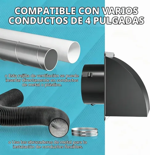 Vista 6 de HG Power Cubierta de ventilación de secadora de 4 pulgadas exterior con Negro