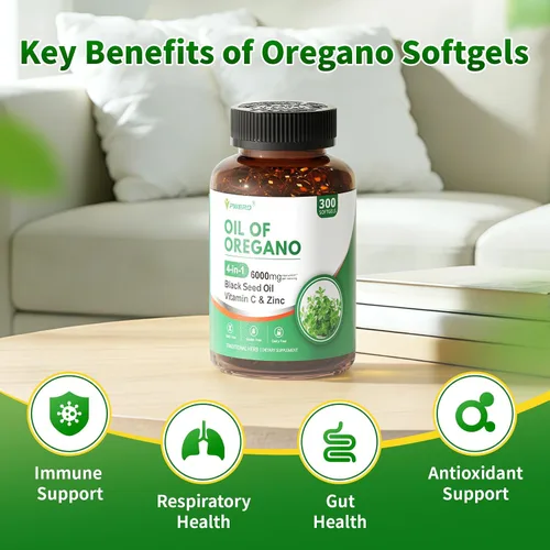 Vista 8 de 300 cápsulas blandas de aceite de orégano salvaje Orgánico Aceites de orégano en cápsulas blandas Orgánico con aceite de semilla negra
