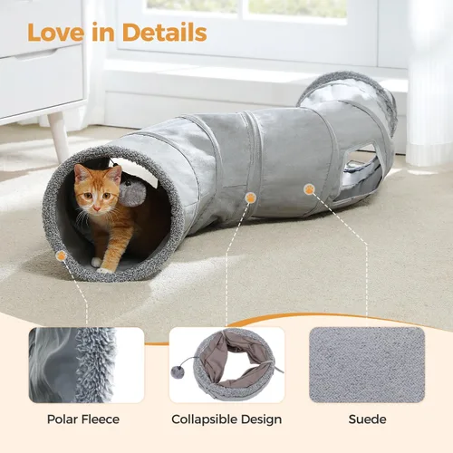 Vista 5 de PAWZ Road Túnel para Gatos Plegable en Forma de S Túneles para Gatos de Interior Tubo de Juego para Gatos 51 Pulgadas de Largo 10.5 Pulgadas
