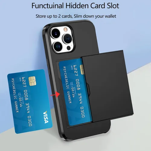 Vista 3 de Funda para teléfono compatible con iPhone 15 Pro Max, funda tipo cartera con tarjetero de crédito, ranura para tarjetas de identificación, a prueba