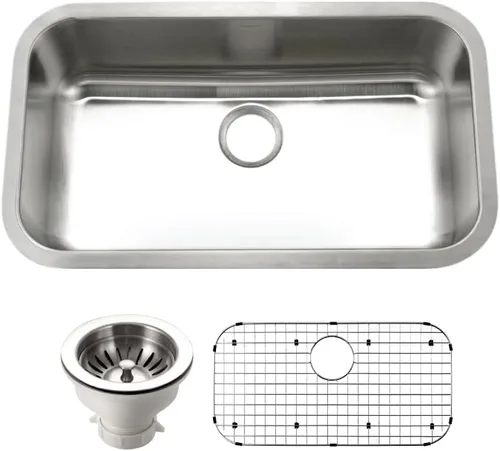 Vista 8 de Houzer Eston - Fregadero de cocina de acero inoxidable, fregadero de 32 pulgadas de montaje inferior, duradero y versátil, esencial para el hogar