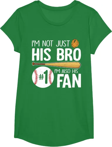 Vista 52 de Camiseta Baseball Brother I'm Not Just His Bro I'm His Number One Fan, Negro