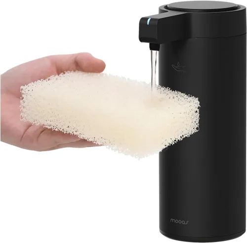 Vista 11 de mooas Dispensador automático de jabón líquido de acero inoxidable, manos libres, sin contacto, 2 niveles, ajustable, impermeable, sensor