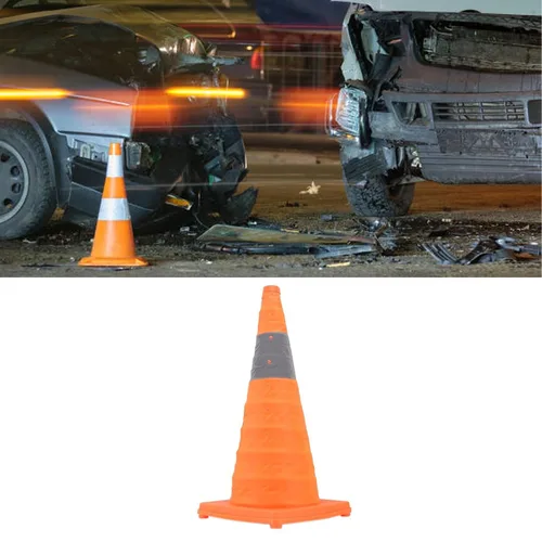 Vista 2 de Conos de tráfico plegables con collares reflectantes, cono naranja de seguridad desplegable multiusos con base rellenable para entrenamiento