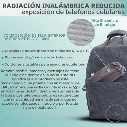 Vista 7 de Halsa Funda protectora EMF Shield para teléfono celular - Funda anti-EMP con bloqueo de señal - Estuche de protección para smartphone contra Gris