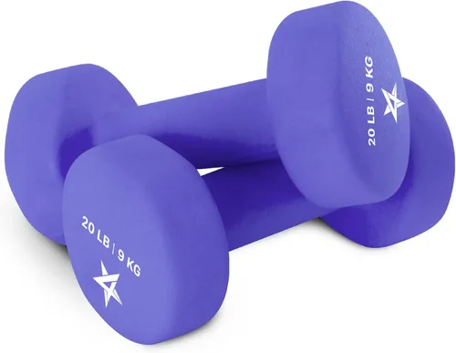 Vista 12 de Yes4All Neoprene Dumbbells, Pairs and Sets with Rack for Home Workouts A. Púrpura