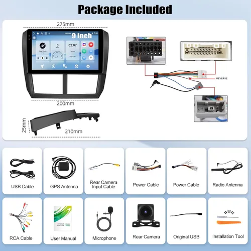 Vista 3 de 4G+128G Android Car Stereo Radio para Subaru Forester 2008 2009 2010 2011 2012 9 pulgadas incell pantalla táctil con WiFi Bluetooth Carplay Android