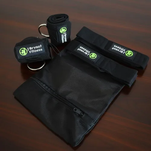 Vista 7 de Muñequeras de levantamiento de pesas con anillo en D para máquina de cable, correas de elevación y bolsa de lavandería de malla, soporte