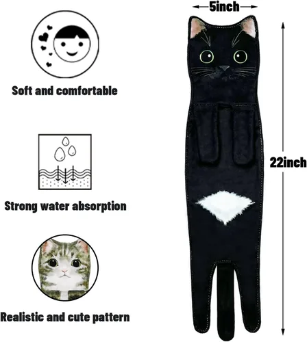Vista 7 de Toallas de mano para baño y cocina, toallas decorativas para rostro con diseño de gato que se secan rápidamente y se cuelgan; regalos divertidos