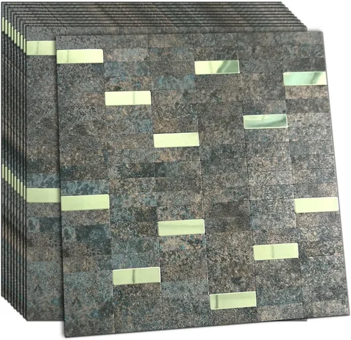 Vista 27 de XUANINY Azulejos de Mosaico de Aluminio Autoadhesivos para Despegar y Pegar, Pegatinas de Azulejos de Pared para Salpicadero de Cocina