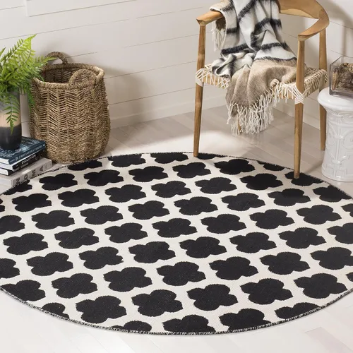 Vista 9 de SAFAVIEH Montauk Collection - Alfombra decorativa, 2 pies 6 pulgadas x 4 pies, color negro y marfil, hecho a mano, de algodón enrejado, ideal