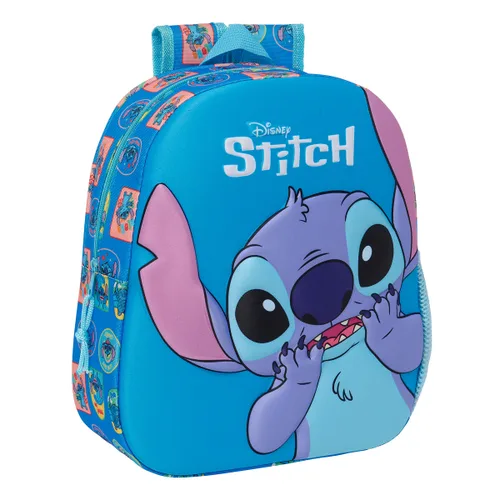 Vista 2 de Mochila Escolar Stitch Azul 27 x 33 x 10 cm