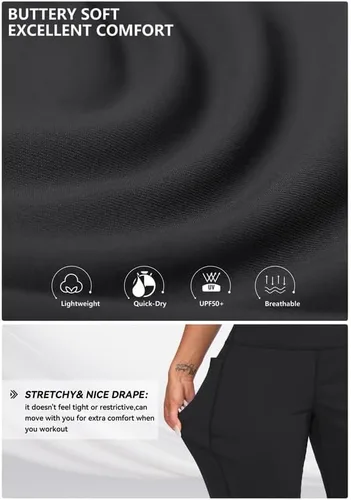 Vista 4 de Viodia Pantalones deportivos para mujer, con bolsillos, cintura alta, atléticos, para entrenamiento, yoga, pantalones deportivos cónicos