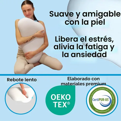 Vista 3 de Juego de almohada cervical de espuma viscoelástica con contorno en forma de nube con funda de almohada adicional, soporte suave para el cuello