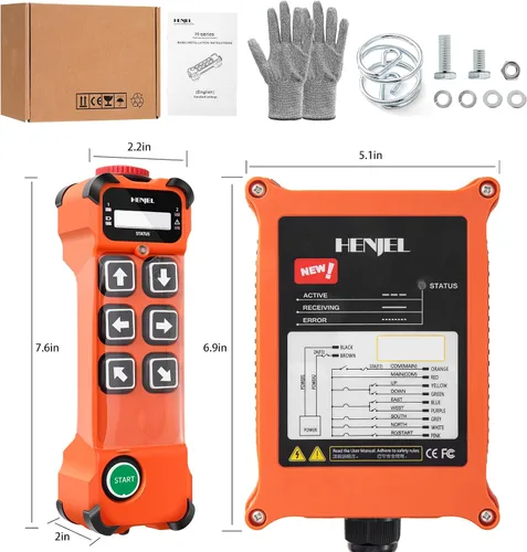 Vista 6 de Radio de grúa inalámbrica industrial de 6 canales 12-65V 12V 24V Control remoto para polipasto de cadena eléctrico puente puente de viaje Transmisor