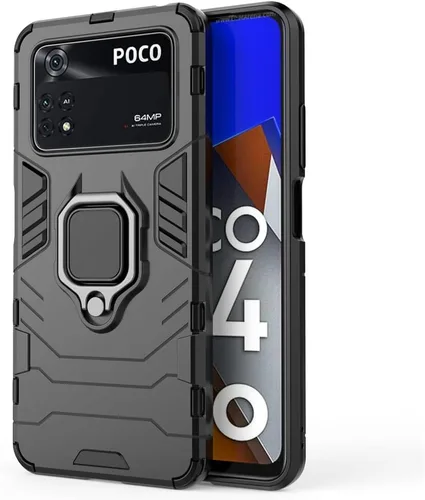 Vista 5 de MaiJin Compatible con funda Xiaomi Mi Poco M4 Pro 4G, soporte de anillo de metal a prueba de golpes (funciona con soporte magnético para automóvil)