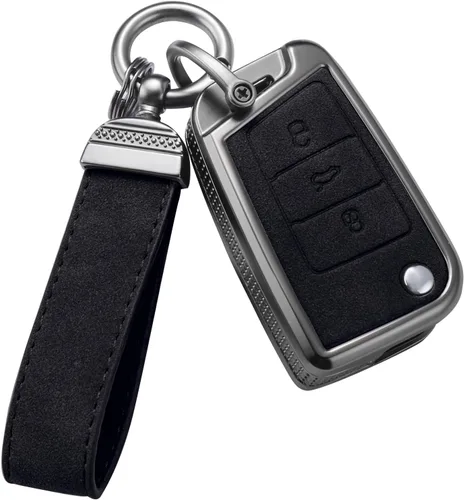 Vista 9 de YO&YOYE Compatible con funda para llavero VW Volkswagen con llavero protector de llave de cuero