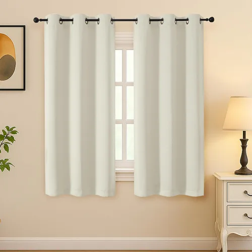 Vista 82 de Simplebrand Juego de 2 paneles de cenefa aguamarina para ventana de cocina de 14 pulgadas de largo, cortinas de oscurecimiento de habitación