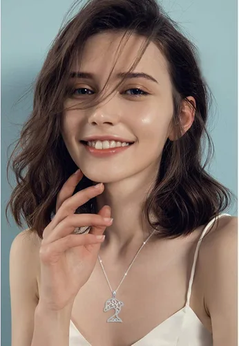 Vista 2 de Ladytree 925 Sterling Silver Stingray Necklace Manta Ray Turtle Dolphin Charm Tortoise Necklace Sea Animal Tree of Life Jewelry Sea Lover Gifts