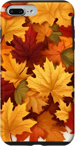 Vista 12 de Carcasa para iPhone 16 con texto en inglés "Fall Foliage Gathering of Autumn Leaves