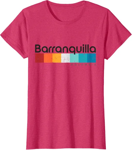 Vista 9 de Barranquilla Colombia - Camiseta de diseño vintage de estilo retro, Blanco, S