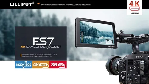 Vista 2 de Vendedor oficial de Estados Unidos VIVITEQ LILLIPUT FS7 7 pulgadas de metal Full HD 1920x1200 4K HDMI 3G-SDI in Out On Camera Monitor de pantalla