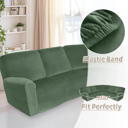 Vista 318 de Arfntevss Fundas de sofá seccional reclinable de terciopelo, Funda de sofá seccional de esquina para sofá reclinable, Funda elástica suave