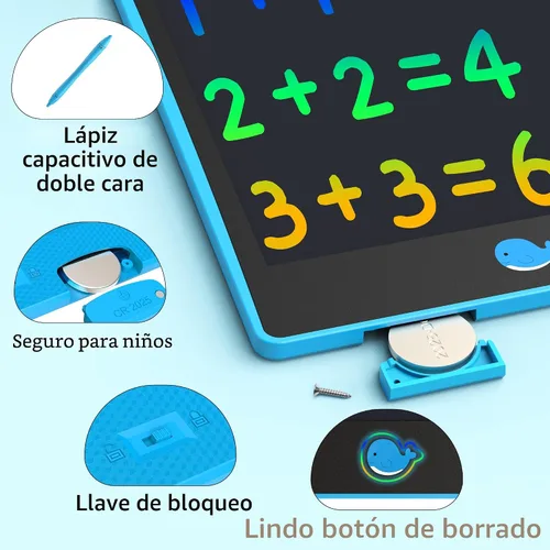 Vista 3 de Hockvill: Tableta de escritura LCD para niños de 8.8 pulgadas, juguetes para niñas y niños, pizarra para dibujar para niños de 3, 4, 5, 6, 7 años