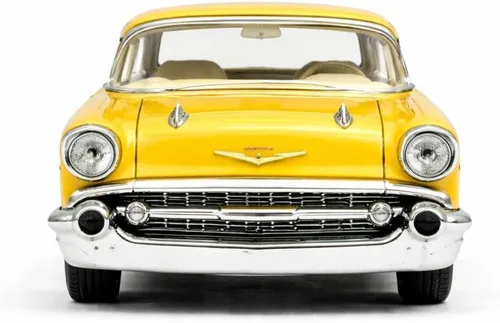 Vista 3 de KiNSMART 1957 Chevy Bel Air Coupé 1:40 Escala 5" Die Cast Metal Coche de Juguete Clásico (Amarillo)