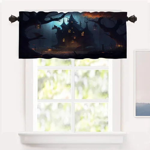 Vista 31 de Shrahala Blue Bright Blackout Curtain Tiers, Colorful Acrylic Paint Pour Abstract Design Kitchen Valance Light Blocking Tier Drapes with Rod Pocket