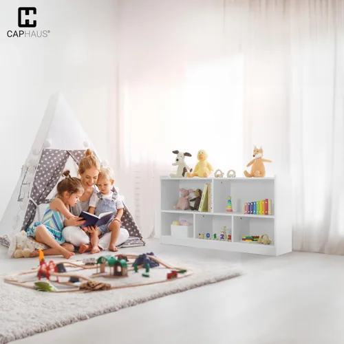 Vista 8 de CAPHAUS Organizador de almacenamiento de juguetes con compartimentos abiertos para niños, 44.1 x 11.8 x 24.2 pulgadas, blanco, organizadores