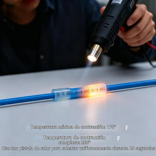 Vista 2 de 1000 conectores a tope termorretráctiles de 16-14 AWG, empalme de cable crimpado aislado eléctrico impermeable para marinos, cables, cableado