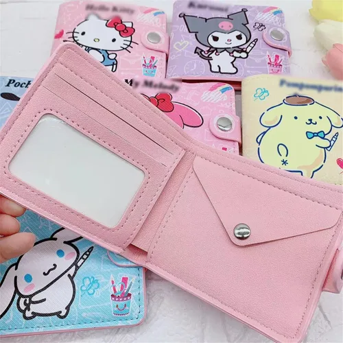 Vista 4 de COWLAT Cartera de anime con diseño de dibujos animados, Painting-P0cha Wallet, Anime