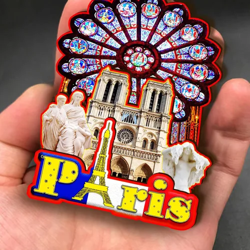 Vista 4 de Imán de madera de Francia París 3D para nevera, recuerdos coleccionables, decoración hecha a mano, artesanías 2