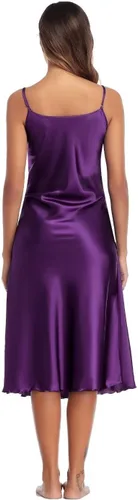 Vista 5 de Camisón de satén para mujer, camisón de satén sexy de verano para mujer, ropa de dormir larga