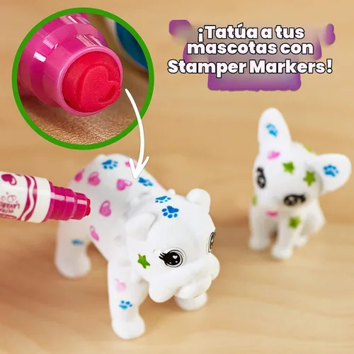Vista 3 de Crayola Scribble Scrubbie Pet Tattoo Shop, Toy Pet Playset, regalo para niños, edad 3, 4, 5, 6