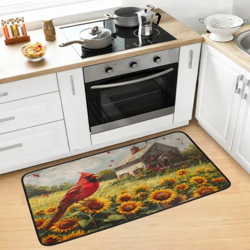 Vista 19 de Tapete de cocina de gallo de granja, antideslizante, lavable, para baño, sala de estar, dormitorio, 39 x 20 pulgadas a001