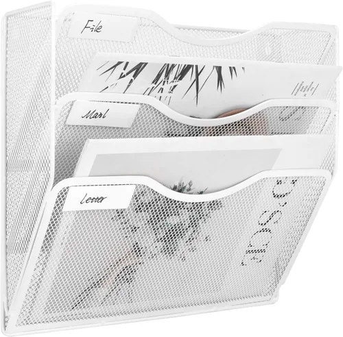 Vista 29 de EasyPAG Office - Carpeta de pared con 3 bolsillos para guardar archivos, organizador de metal para documentos Negro