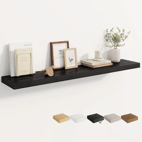 Vista 63 de Dreamland Estantes flotantes negros de 20 pulgadas, estantes de pared de 20 pulgadas para baño, dormitorio, cocina, estante de libros montado