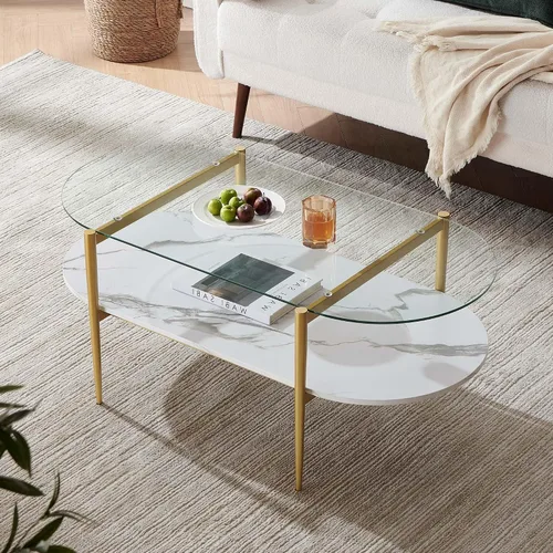 Vista 22 de LumFurn Mesa auxiliar redonda de cristal, mesa de sofá de diseño moderno de mediados de siglo para sala de estar, 18 pulgadas de diámetro x 23