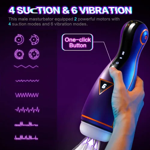 Vista 3 de Máquina sexual de succión automática para mamadas, masturbador masculino LED, juguetes sexuales para adultos, calefacción vibratoria, manos libres