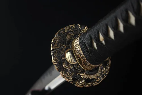 Vista 3 de Katanas japonesas de tres clips de acero, espadas japonesas reales hechas a mano, espadas catana funcionales de 41 pulgadas