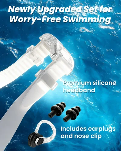 Vista 5 de Paquete de 2 gafas de natación para adultos, hombres y mujeres, protección UV antivaho sin fugas, visión amplia de 180°, visión clara, gafas