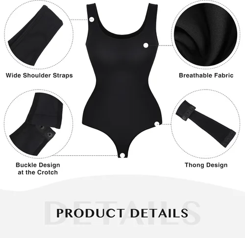 Vista 3 de FeelinGirl Body para mujer, con control de abdomen, sin costuras, a la moda, corto, corto, manga abombada